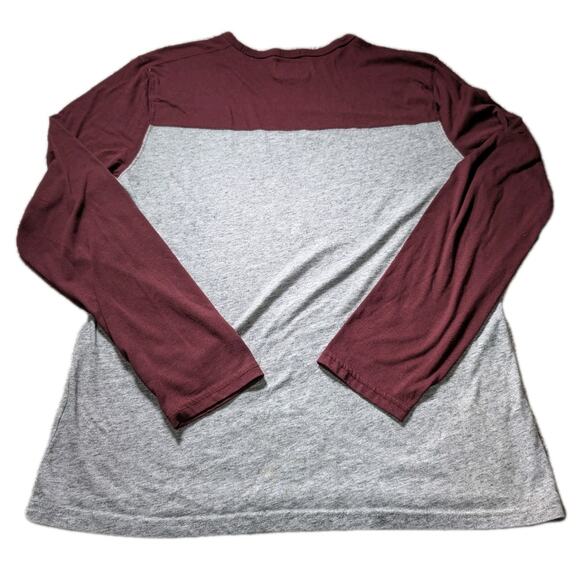 Abercrombie & Fitch GREY BURGUNDY Mens Crew Long Sleeve Muscle T-Shirt LARGE - Picture 5 of 5